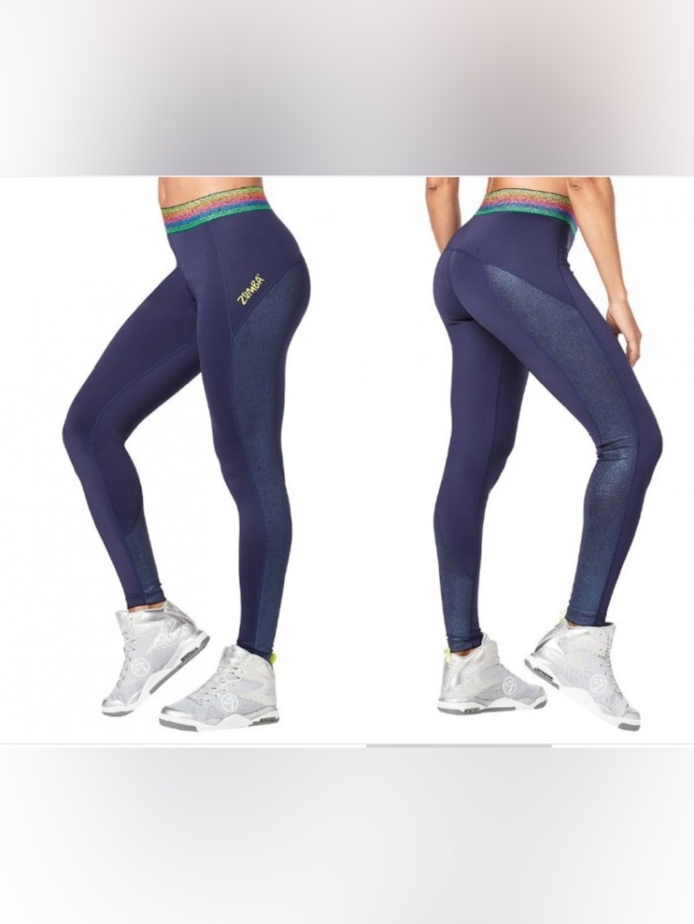 Zumba Fitness “All That Glitters is Zumba” Ankle Leggings night Sky Blue Sml Nwt